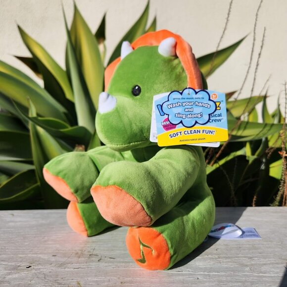 NEW 11" Dinosaur Plush Stuffed Animal Antimicrobial Music Musical Triceratops To - Picture 2 of 4